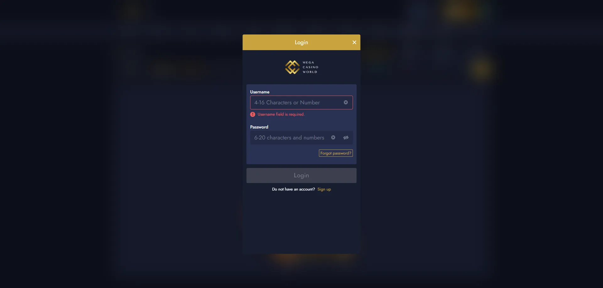 MCW Casino Bangladesh login page — access your account securely